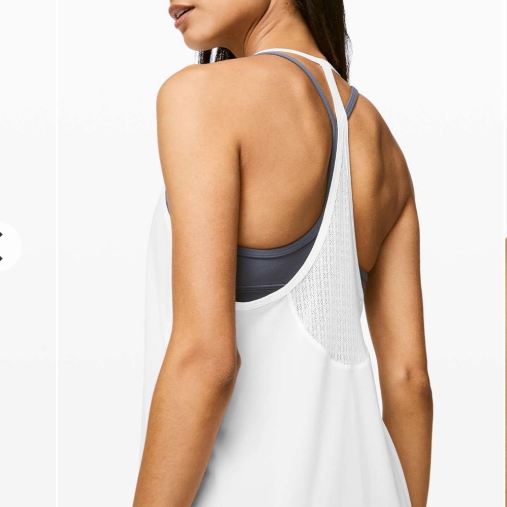 Lululemon Delicate Day Tank Top White Strappy Mesh Fabric Racerback Size 10